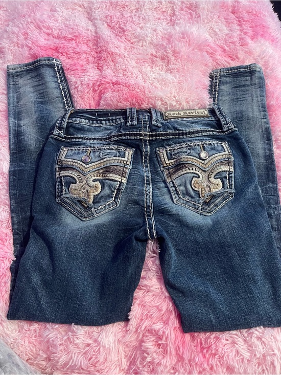 Rock Revival Denim - Rock Revival Bootcut Jeans in Dark Blue with Embroidered Pockets